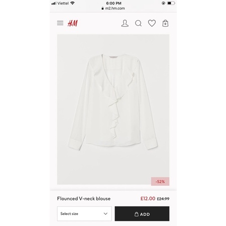 Áo sơ mi trắng HM size XS