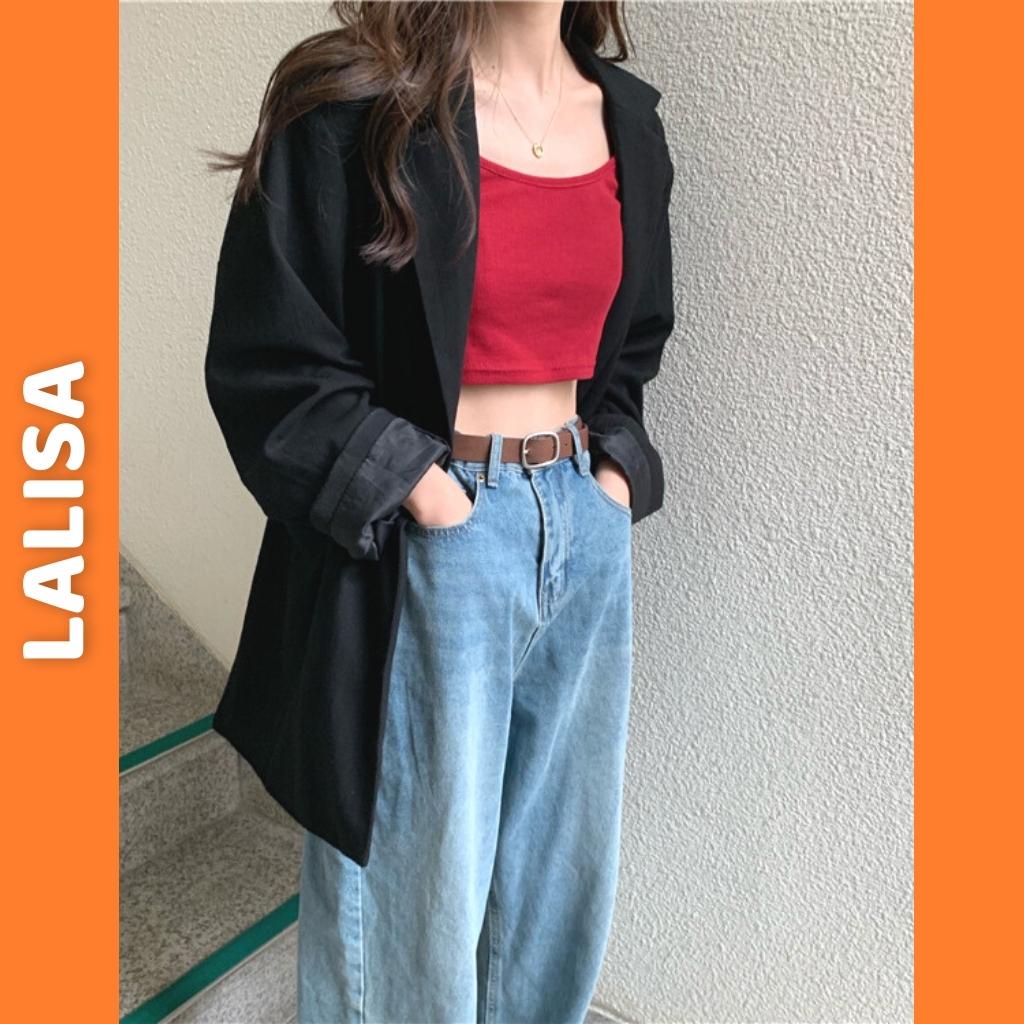 Áo Croptop 2 Dây Nữ LALISA Áo Thun Crt Ôm Body Sexy Hở Lưng Chất Thun Len Gân 4 Màu Đen Đỏ Trắng AO010