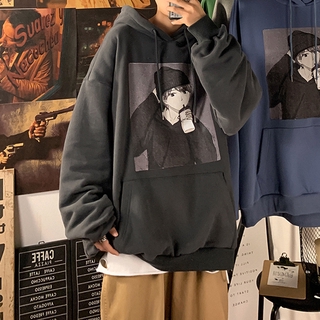 Áo Hoodie Dáng Rộng Cỡ Lớn In Hình Cá Tính Thời Trang Mùa Đông Dành Cho Nam
