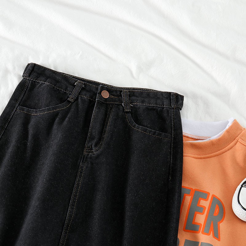 NUZIRO  Chân váy jean  dáng chữ A phong cách Hàn Quốc cho nữ