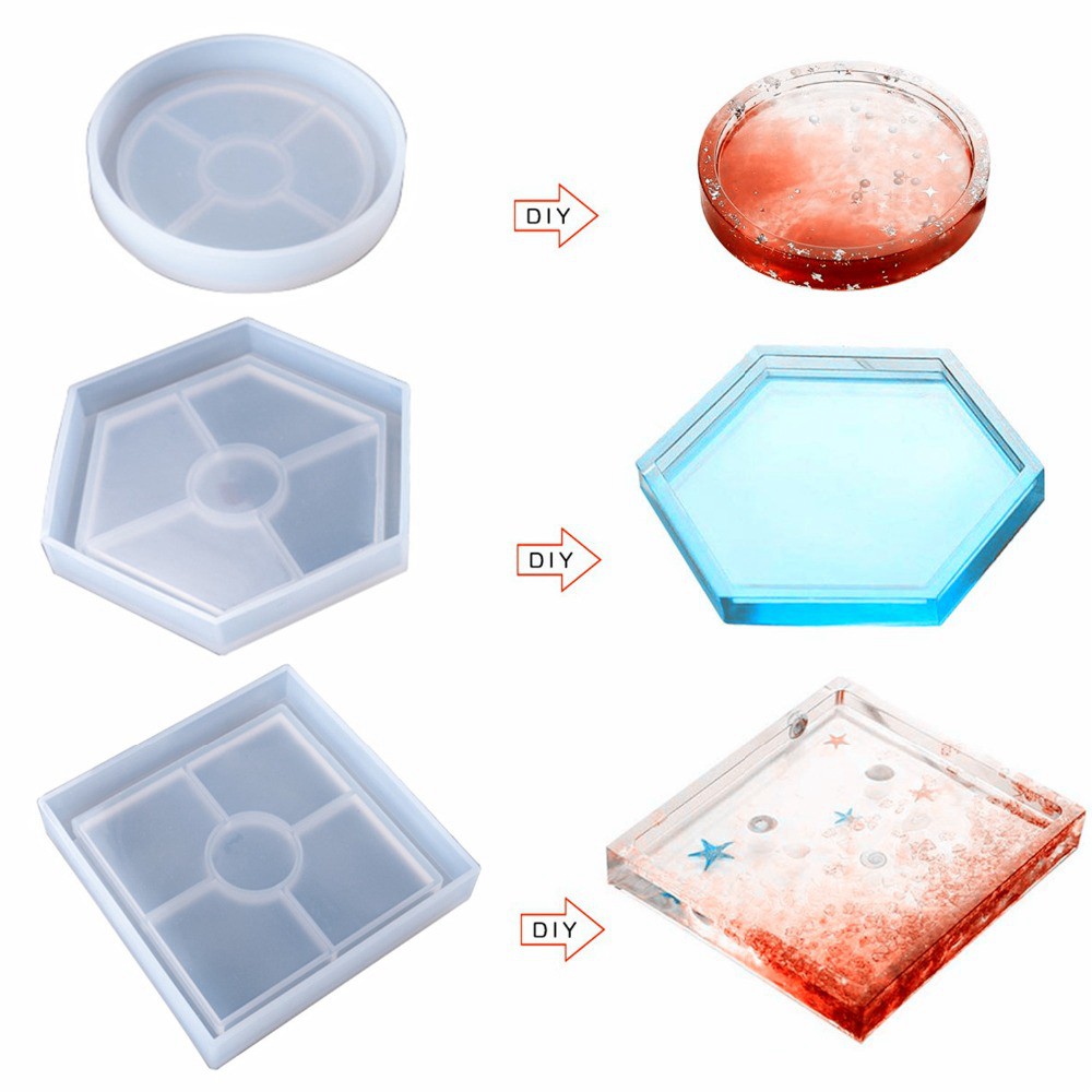 SEPTEMBER Resin Casting Soap Mould Hand Craft Clay Tool Coaster Mold Faceplate Base Transparent DIY Candy Making Silicone Square Home Decoration