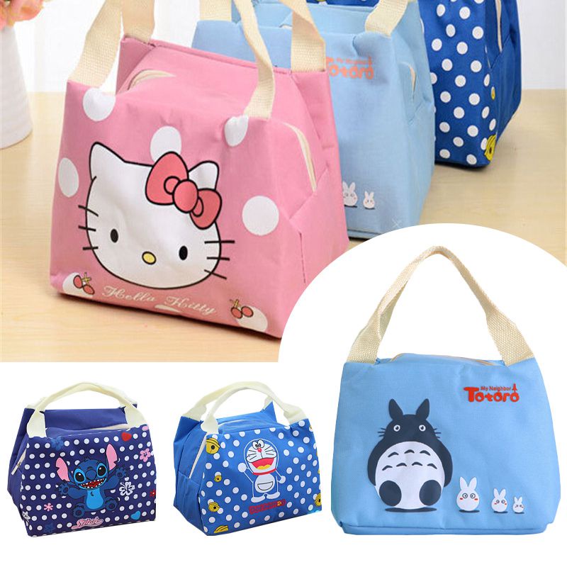 Doraemon Totoro Stitch Waterproof Cute Lunch Bag Kids Cooler Insulation Thermal
