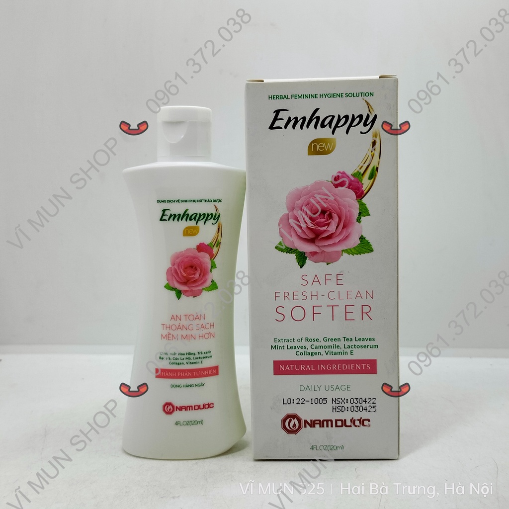 Dụng dịch vệ sinh phụ nữ thảo dược Emhappy chai vòi 120ml dùng cho cả nam và nữ