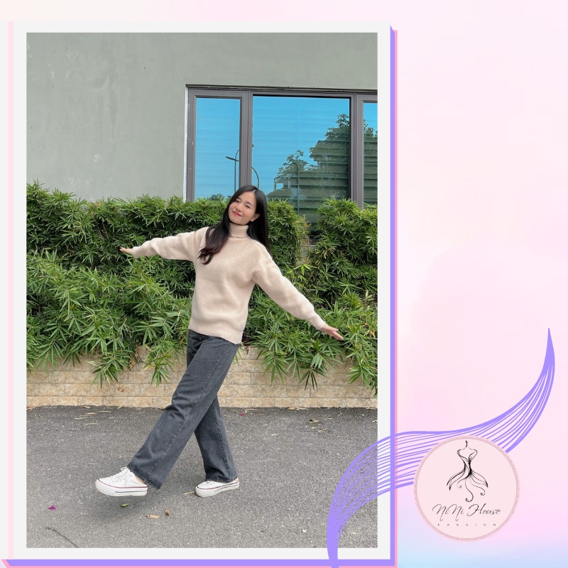 Quần jeans ống rộng ulzzang cạp chéo