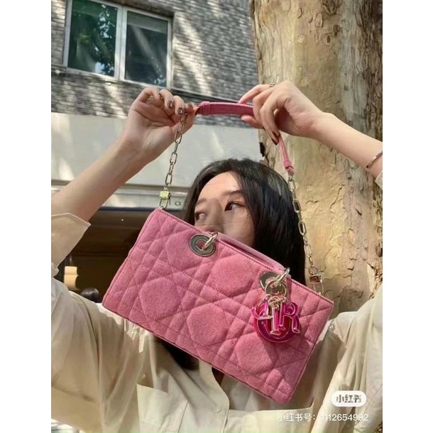 Túi Xách Di.or La.dy Size 27cm Màu Hồng