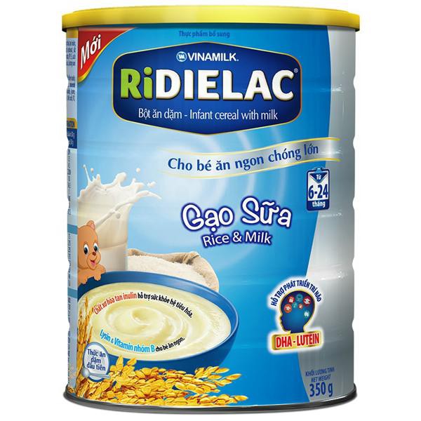 BỘT ĂN DẶM RIDIELAC GẠO SỮA (HỘP THIẾC 350G)