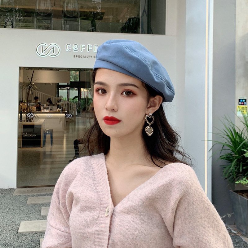 Mũ nồi nón Beret nữ trơn phong cách Hàn Quốc có dây điều chỉnh - BR01