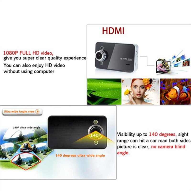 Camera Hành Trình Mini Màn Hình 2.6 Inch Full Hd 1080P Hai Ống Kính Góc Rộng