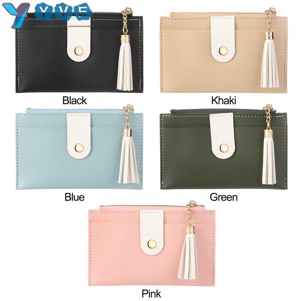 Ví Da PU Mini Dáng Ngắn Màu Trơn Thời Trang Dành Cho Nữ