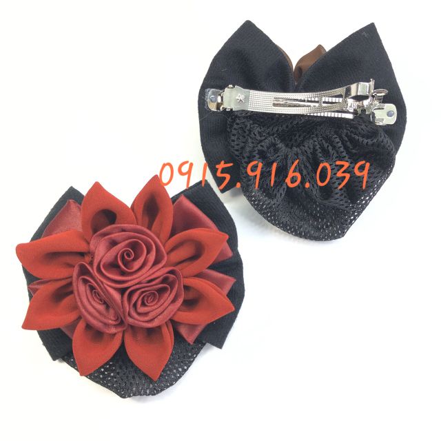 Kẹp Tóc Lưới Hoa Hồng, Kẹp Búi Lưới