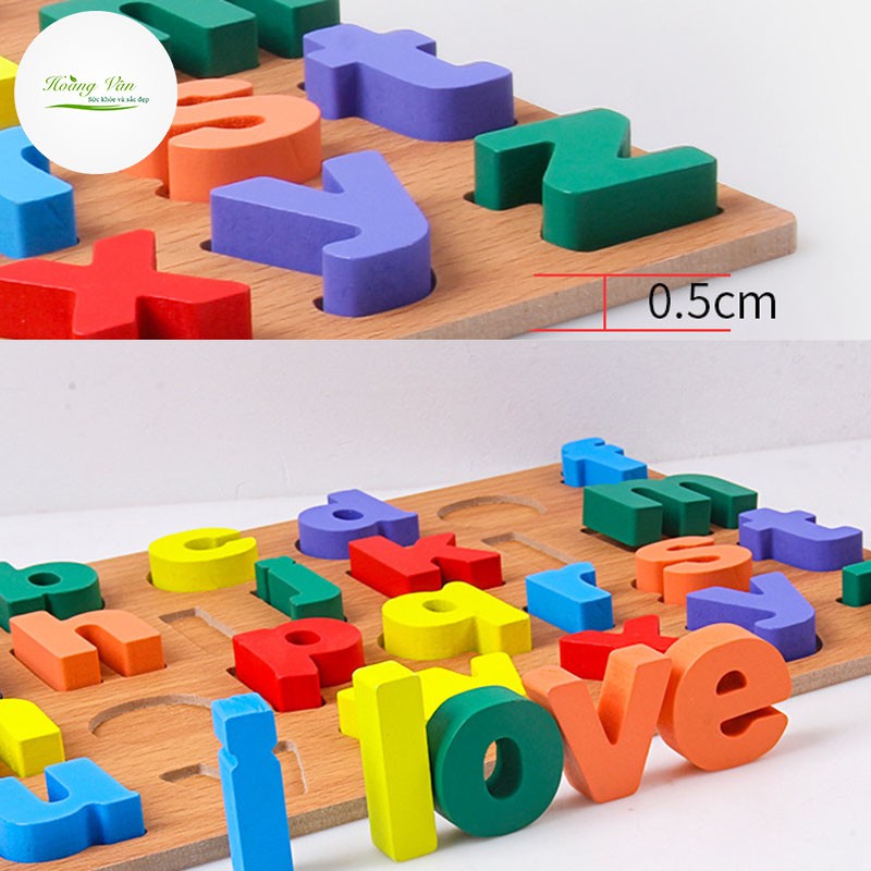 Bảng chữ cái Tiếng Anh - Chữ nổi làm bằng gỗ tự nhiên