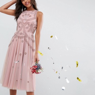 Váy midi đính đá asos