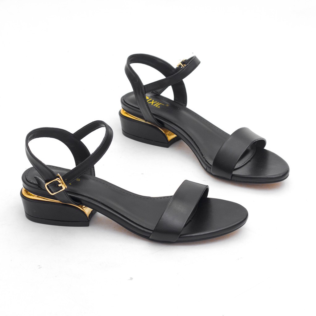 Giày Sandal 3cm Quai Mảnh Đế Vuông Viền Kim Loại Pixie X429