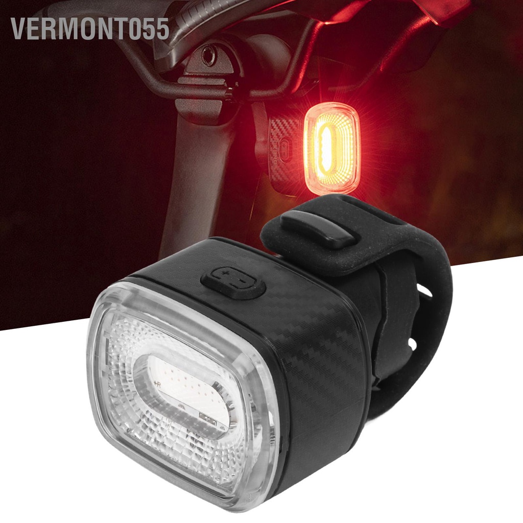 Vermont055 Đèn hậu xe đạp thông minh phanh tự động màu đen Cảm biến 5 chế độ USB Sạc IPX6 ABS chống nước PC 260mAh phía sau
