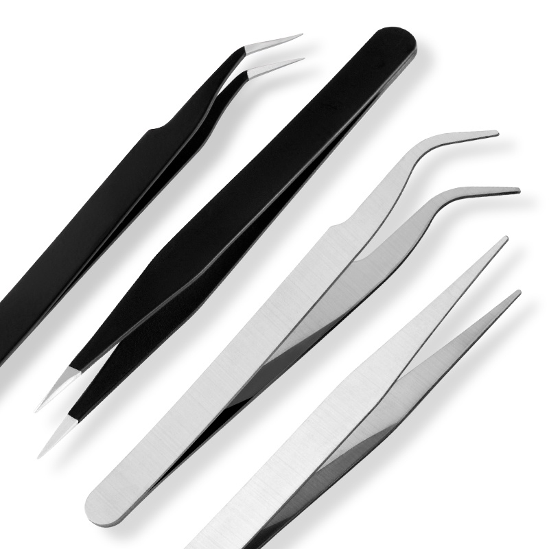 Nhíp Nhổ Lông Bằng Thép Không Gỉ Màu Đen / Bạc Chống Từ Tính