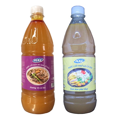 Combo 2 chai Nước Cốt Phở Gà  Cô Đặc 1 kg và Nước Cốt Bún Bò Huế Cô Đặc 1 kg