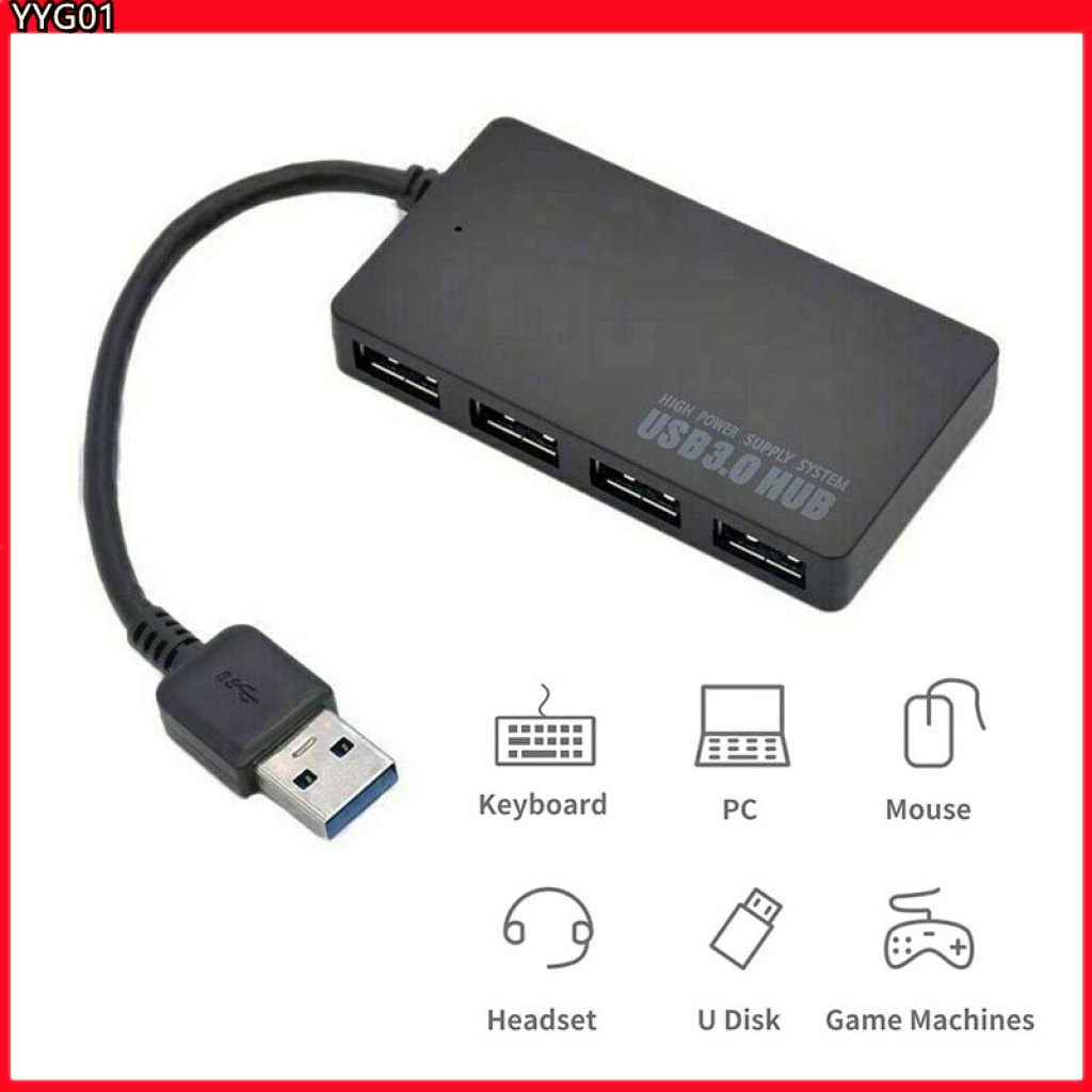 Hub chia 4 cổng USB 3.0 tốc độ cao 5 Gbps cho MacBook PS3 Xbox PC Laptop