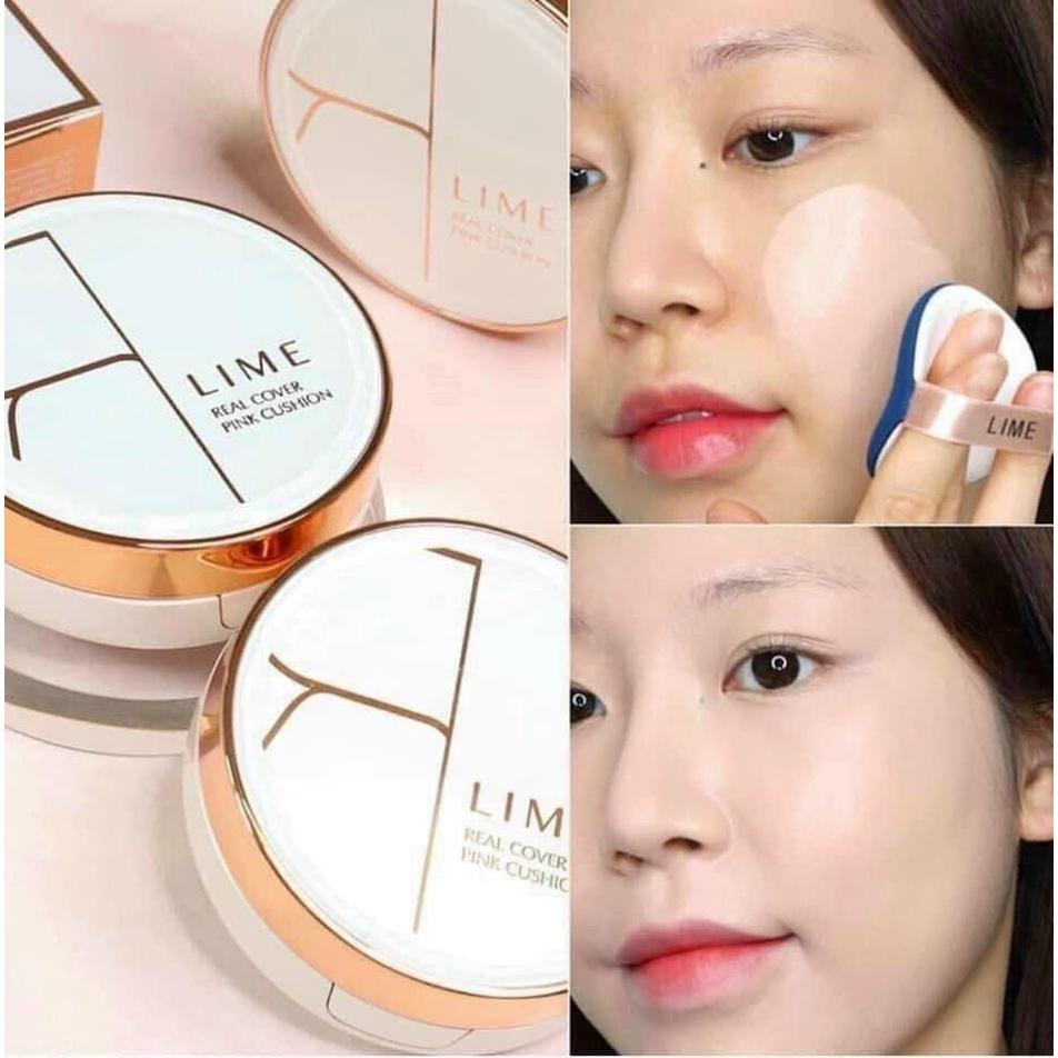 Phấn Nước Kiềm Dầu Lime Real Cover Pink &amp; Lime V Collagen Ample Cushion SPF 50+ PA +++ 20g