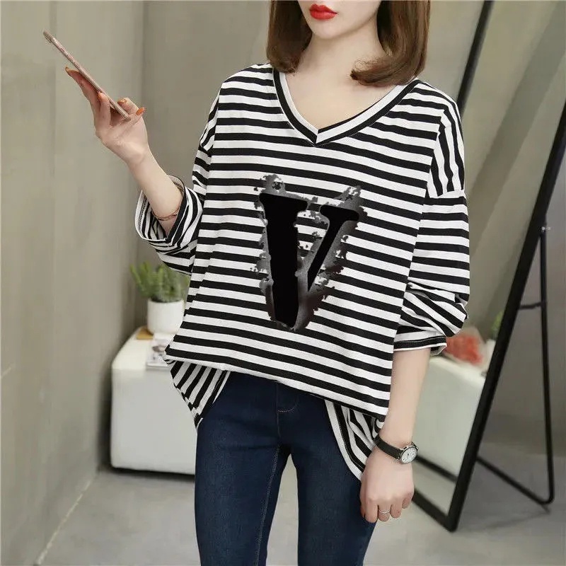 Áo Thun Nữ Dài Tay Cổ Chữ V Rộng Oversized C9517 [40-150KG]