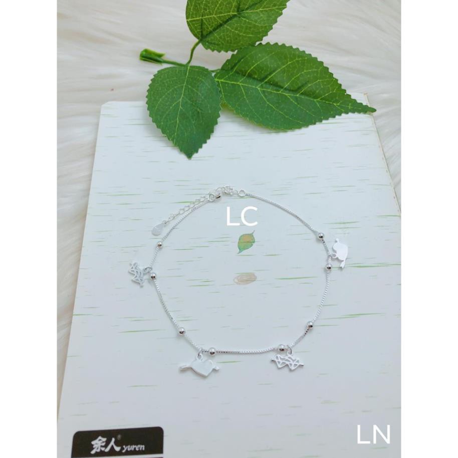 Lắc chân nữ trái tim có cánh bạc ý s99 - Trang sức bạc đẹp hjc
