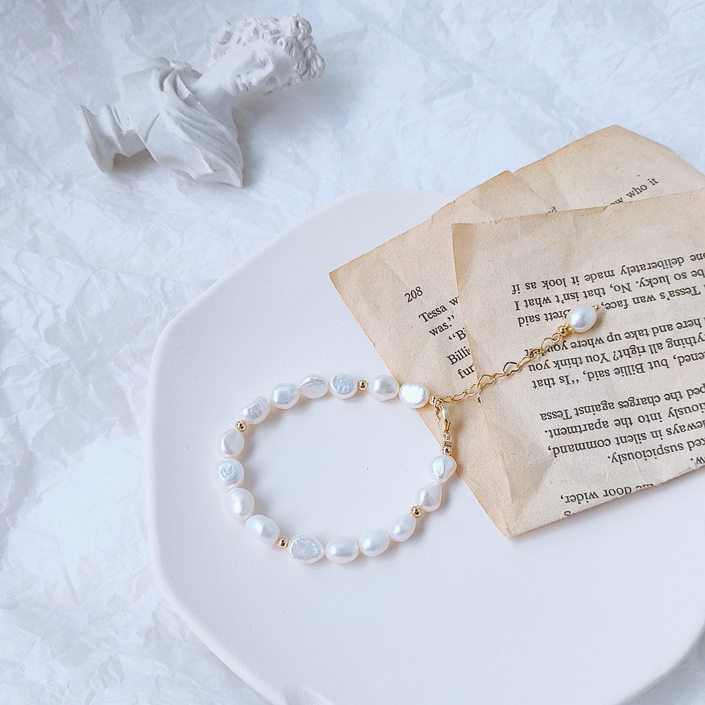 Vòng đeo tay Nữ Mạ 18K Baroque Thiết kế ban đầu Trắng Nữ tính Làm bằng tay đẹp VT-110