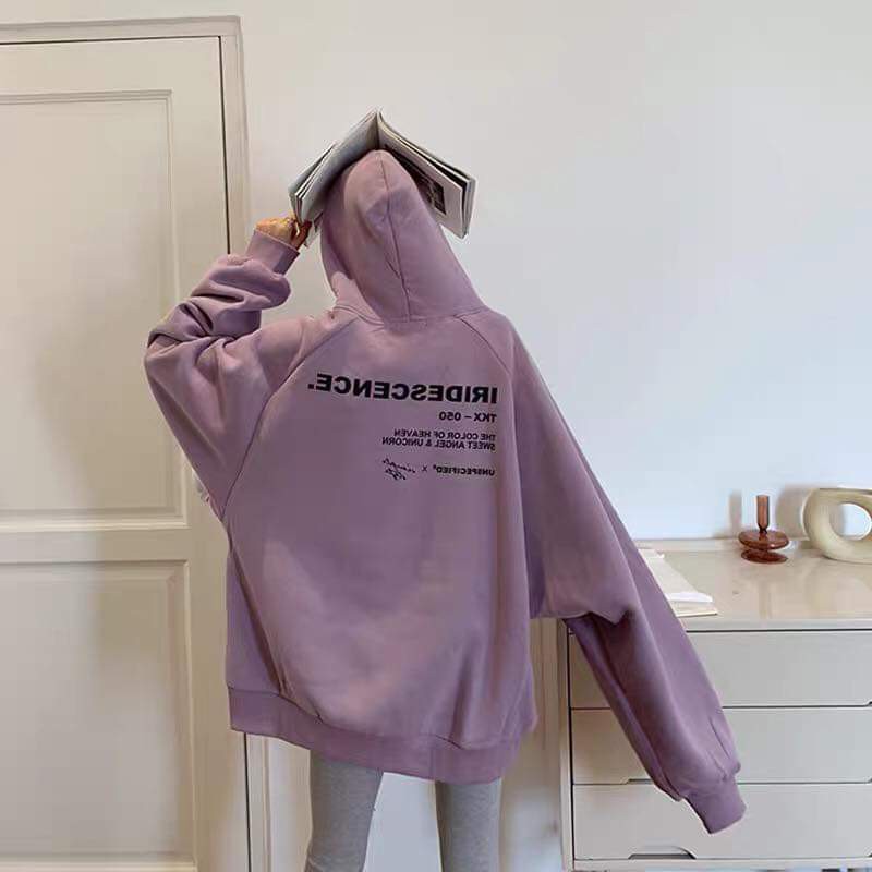 Áo Hoodie nỉ bông SIMPLE STYLE màu TÍM đen be ulzzang hot