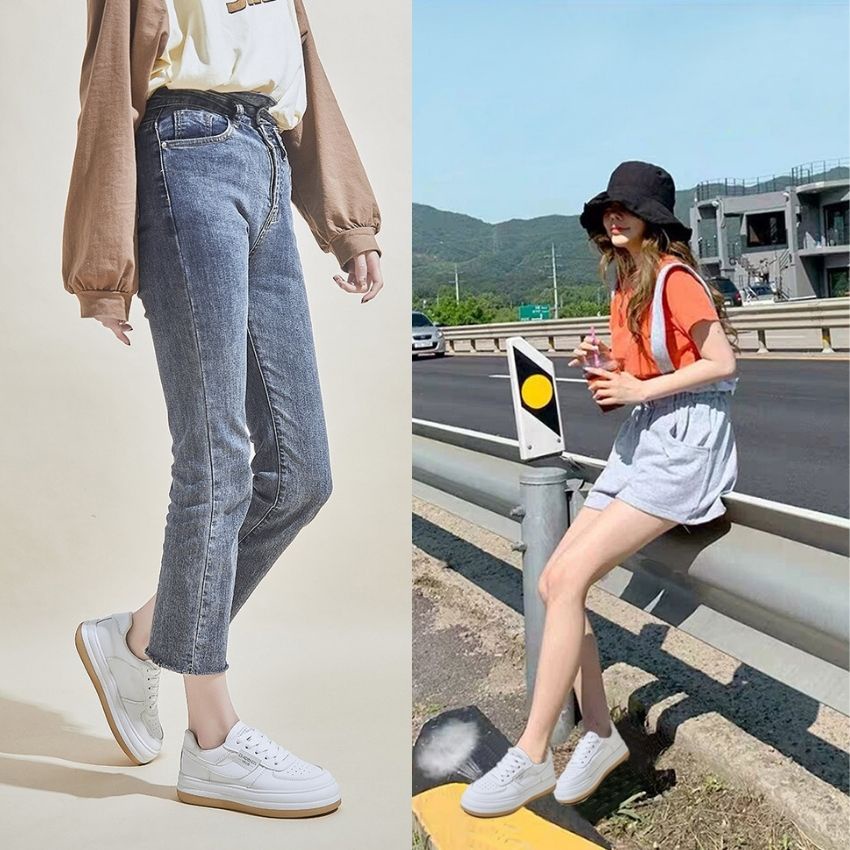 Giày Thể Thao Nữ Trắng Mẫu Mới Xuất Khẩu Kiểu Hàn Quốc Trẻ Trung Cá Tính Năng Động GTTN21