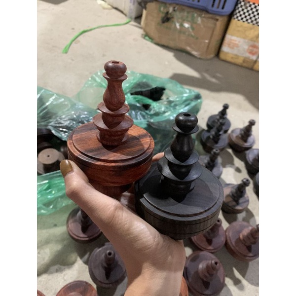 Nậm vuông gỗ mun, cẩm 2 cỡ to nhỏ cho mào và mi chòe