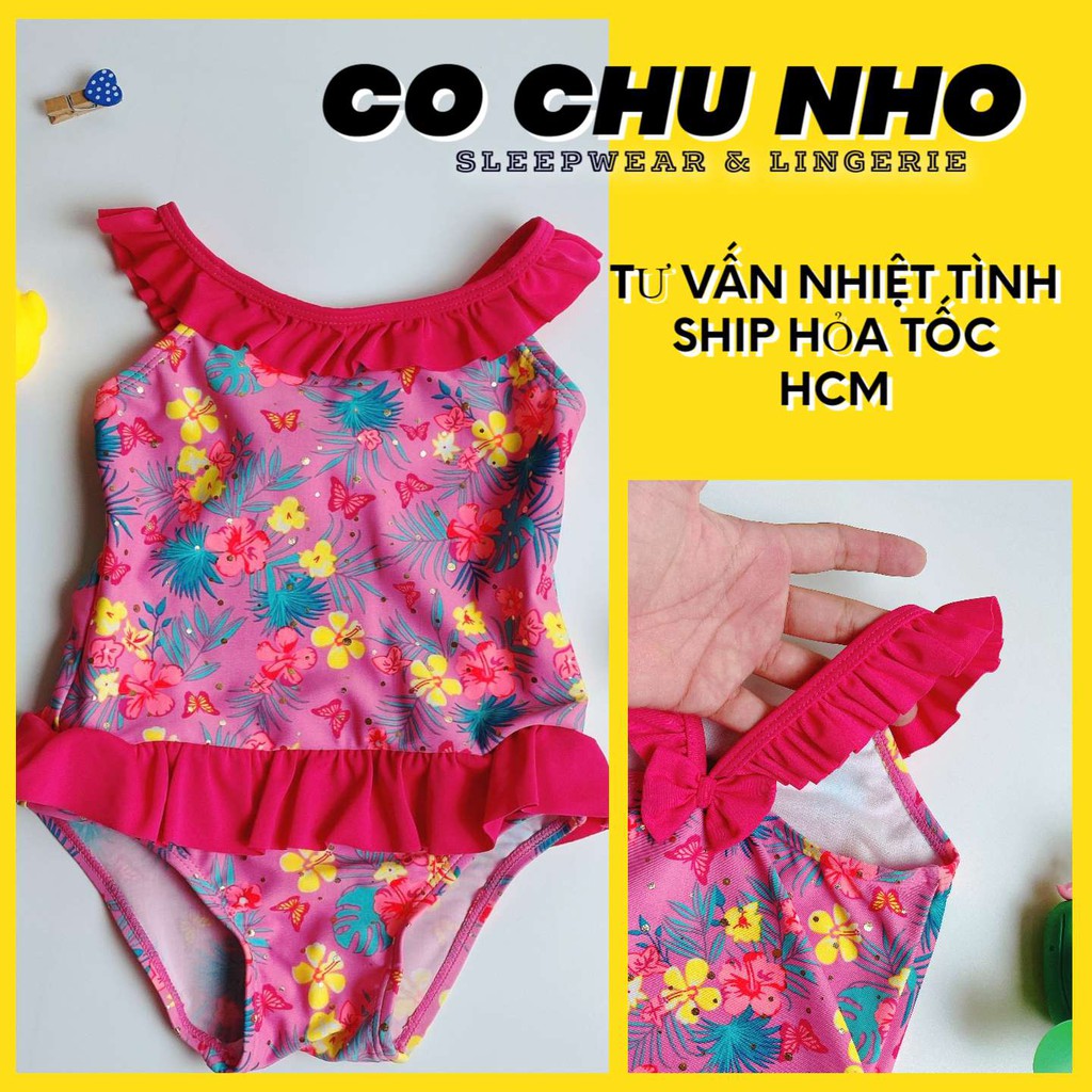 (9kg - 12kg ) Bikini 1 mảnh mẫu hoa và bướm tay bèo - váy bơi cho bé gái - đồ bơi bé gái hàng xuất