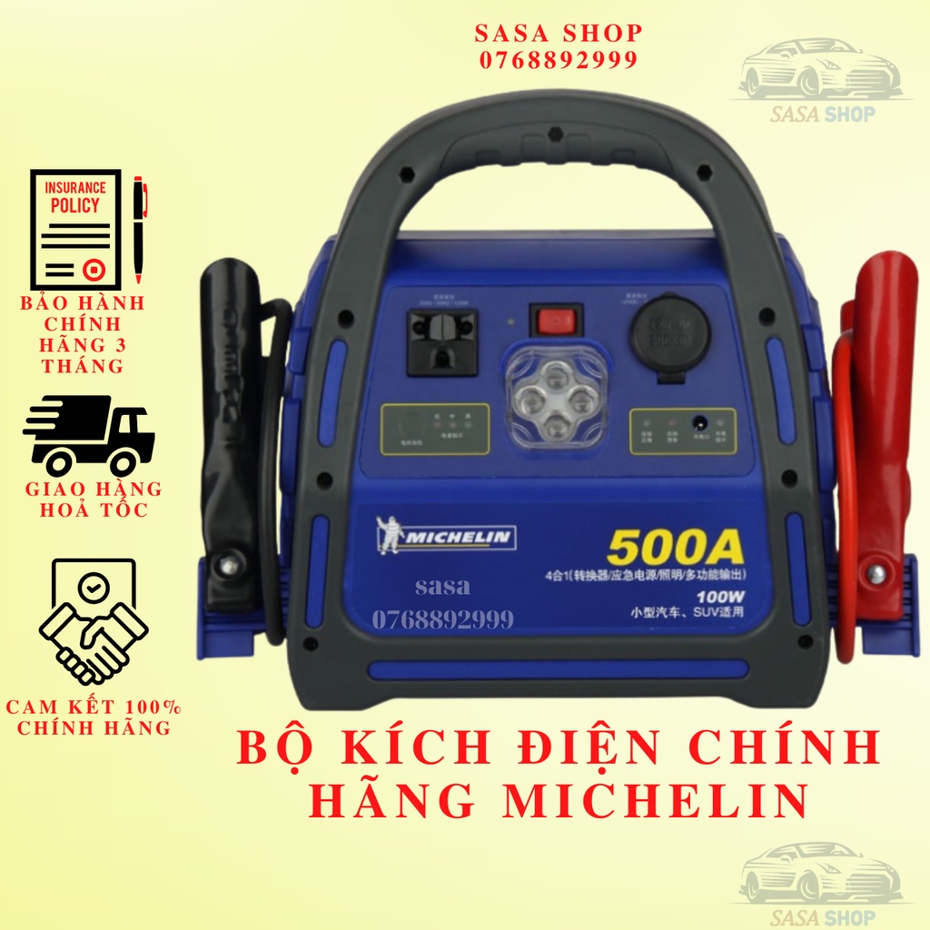 Bộ Kích Nổ Ô Tô Chuyên Dụng Michelin 8564 ML 500Amp Phát Điện 220V 100W - Bộ Kích Bình Ắc Quy