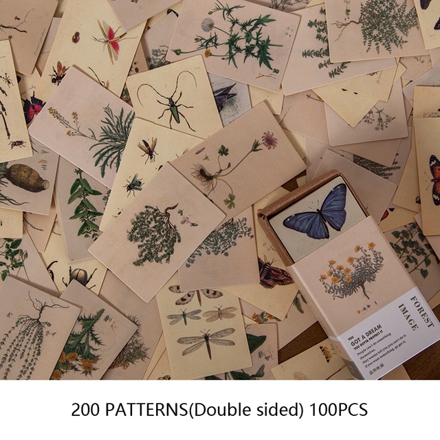 Set 100 thẻ giấy Mini phong cách Vintage dùng để trang trí sổ tay