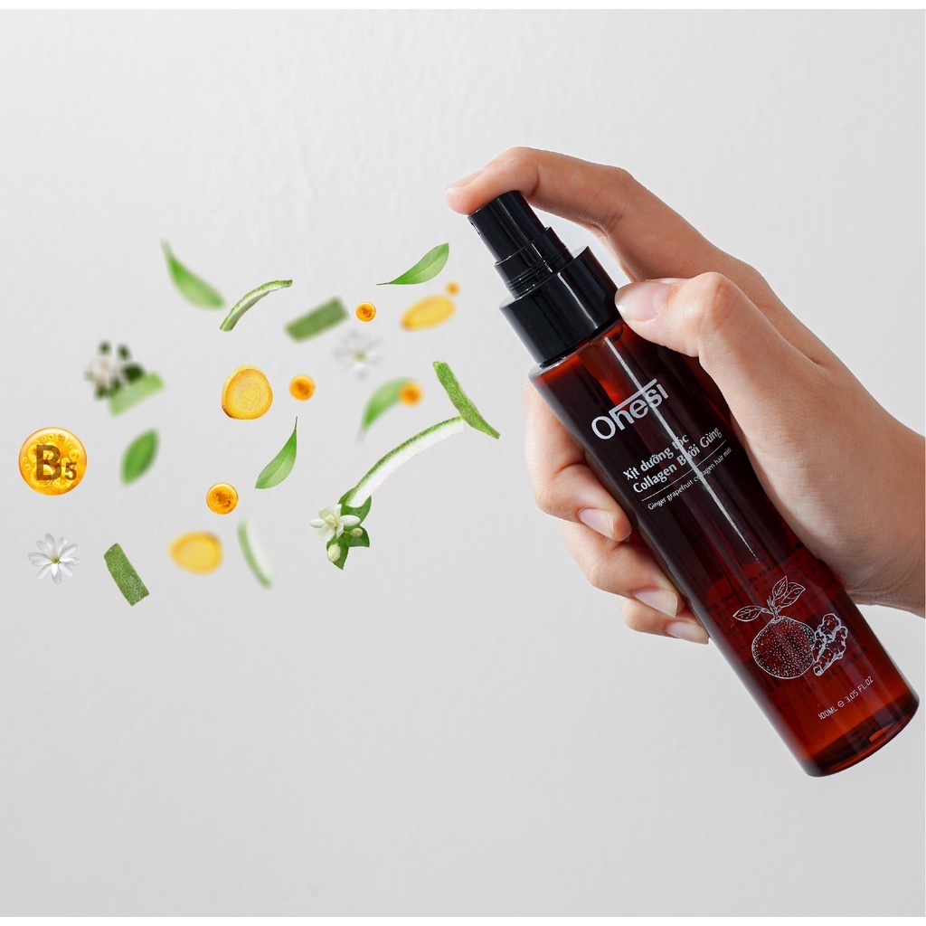 Xịt dưỡng tóc Collagen Bưởi gừng Ohesi 100ml, mọc tóc, giảm rụng tóc, phục hồi hư tổn