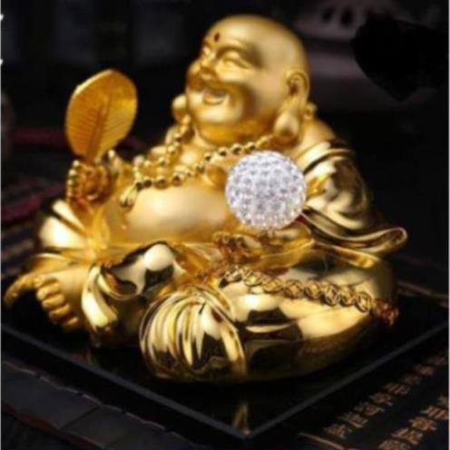 Tượng phật ông di lặc đặt taplo ô tô xe hơi có quả cầu tự xoay bằng năng lượng mặt trời Mẫu mới năm 2023