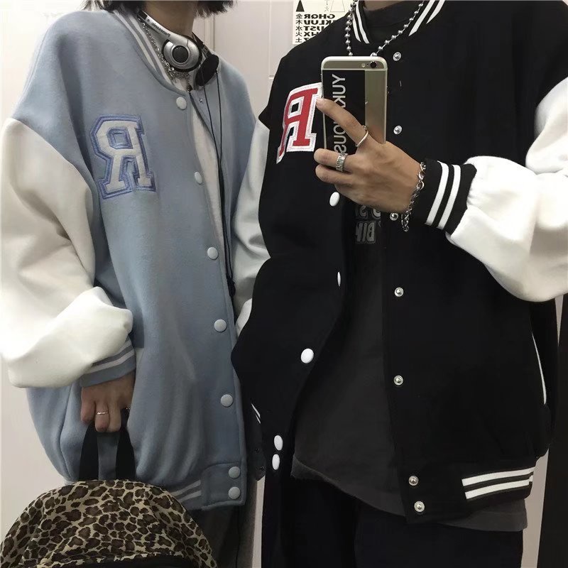 Áo khoác bóng chày nam thêu họa tiết chữ phong cách vintage cho thời trang simple unisex bigsize Áo khoác Bomber Hàn Quốc