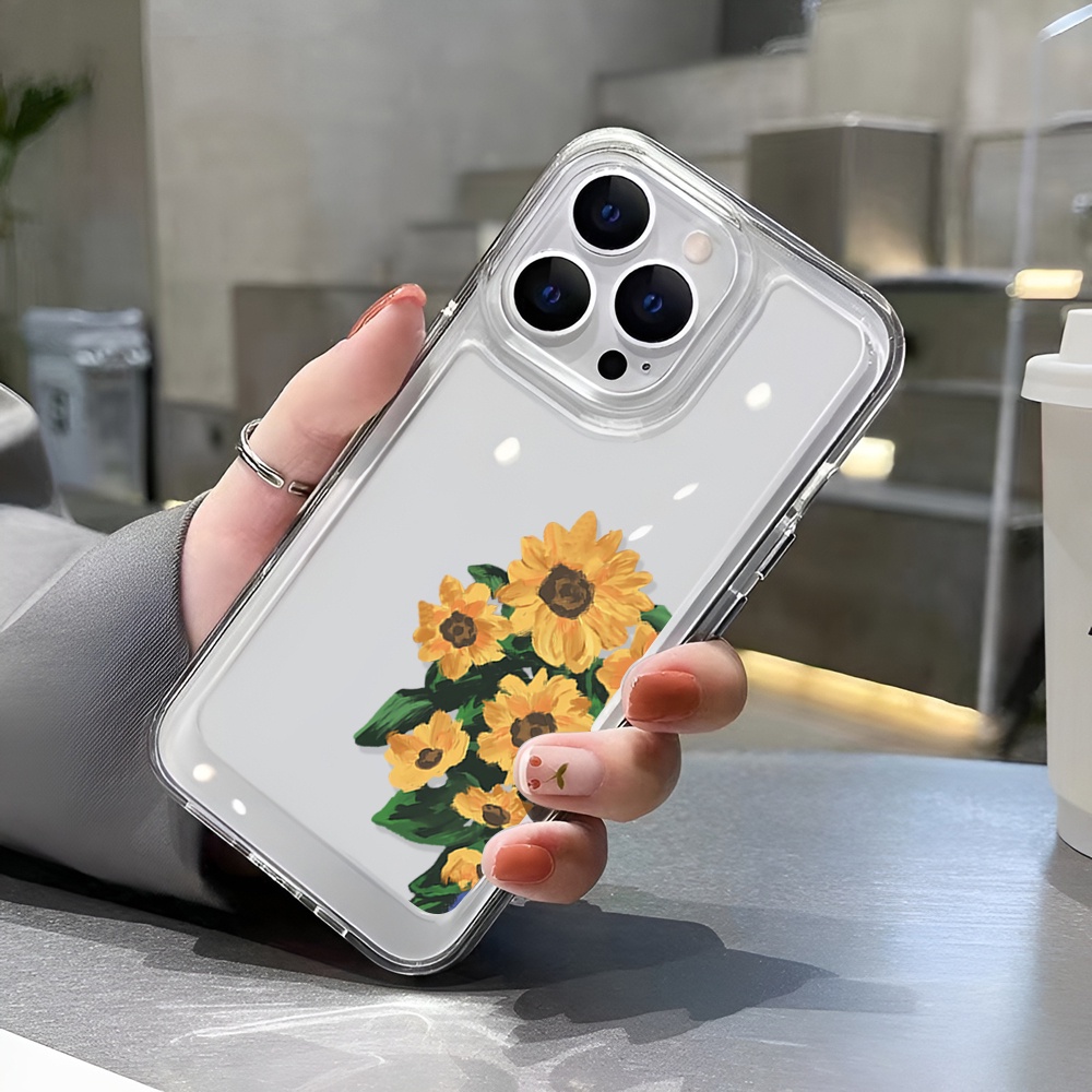 Ốp Điện Thoại Trong Suốt Hình Hoa Hướng Dương Cho iphone 14ProMax 14Plus 13 11 12 7Plus X XR