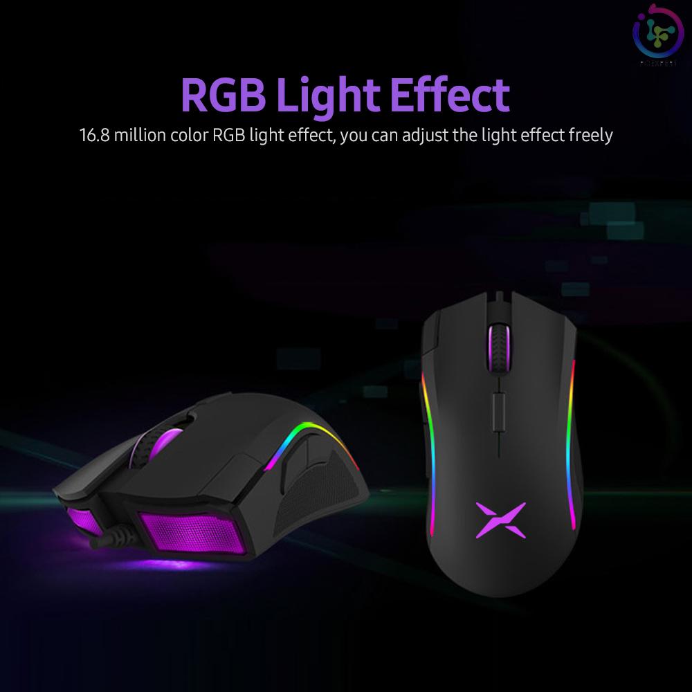 Chuột Máy Tính Có Dây Delux M625 7 Nút Bấm A3050 4000 Dpi Rgb