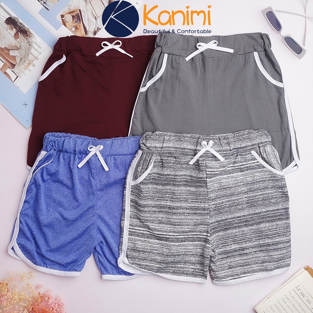 Quần đùi mặc nhà cotton sọc viền KANIMI