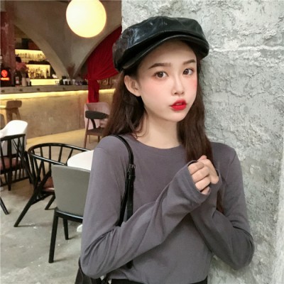 Áo thun nữ dài tay màu trơn phong cách Hàn Quốc