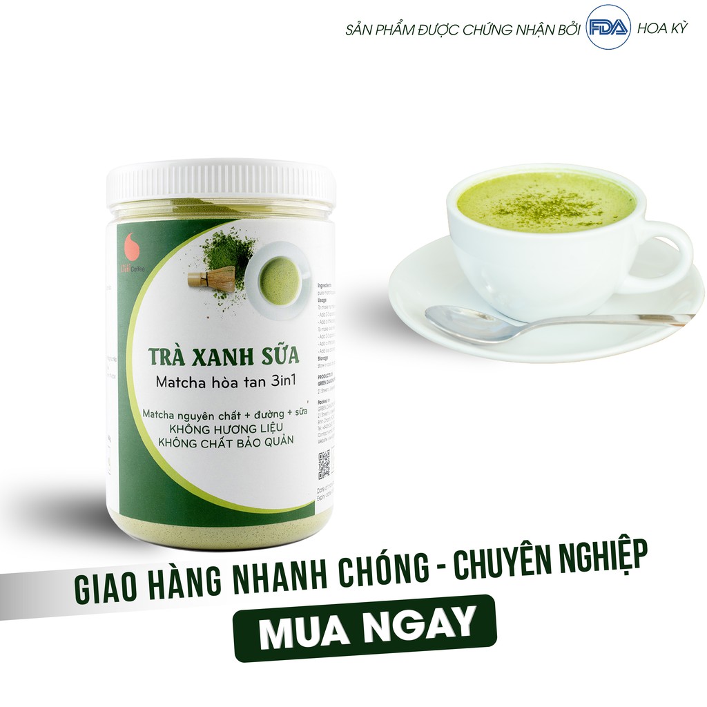 [Mã BMBAU50 giảm 7% đơn 99K] Bột trà xanh sữa 3in1, matcha xuất xứ Nhật Bản, từ nhà sản xuất Light Coffee - Hũ 550g