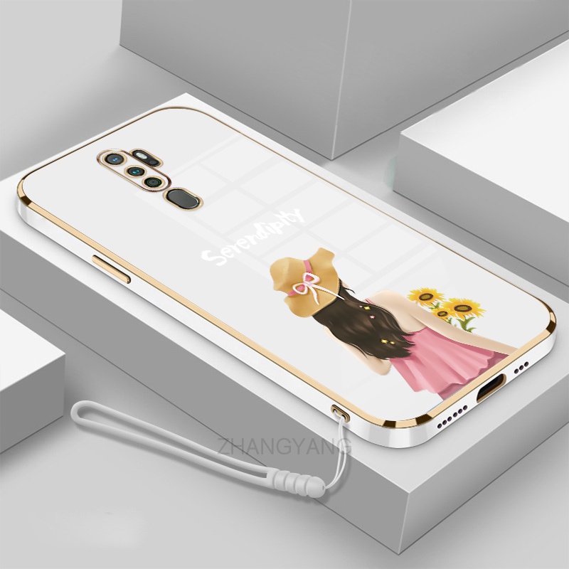 Ốp lưng oppo a5 2020 a9 2020 Ốp Điện Thoại TPU Silicon Viền Mạ Màu Hình Cô Gái Xinh Đẹp Cho oppo a5 2020 a9 2020