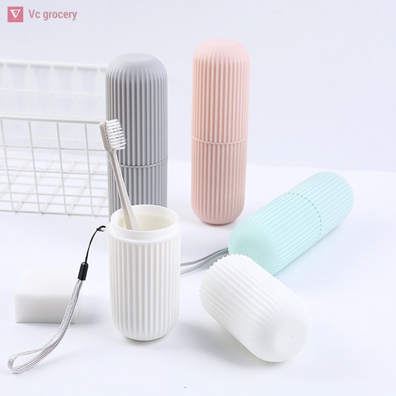 Hộp Đựng Bàn Chải Và Tuýp Kem Tròn Có Vân Kiêm Cốc Đánh Răng Du Lịch Văn Phòng Gọn Gàng Sạch Sẽ Tiện Dụng
