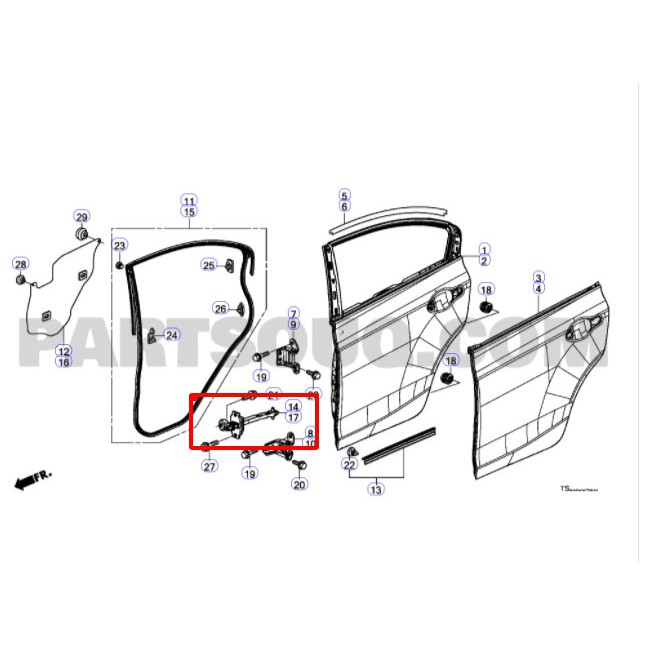 Hạn chế cửa Honda Civic 2013 - Thanh chốt hãm cửa Honda Civic 2013