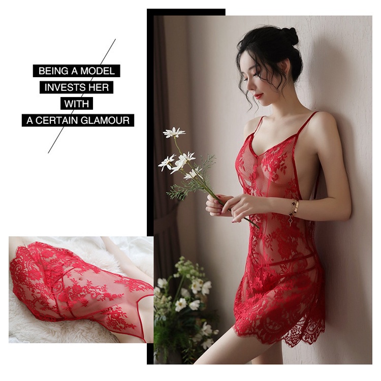 Đồ ngủ vải tuyn phối ren họa tiết bướm quyến rũ cho nữ | BigBuy360 - bigbuy360.vn