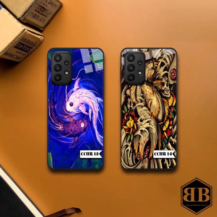 Ốp lưng kính cường lực Samsung Galaxy A23 hình cá chép hóa rồng