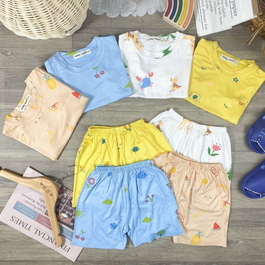 Bộ Thun Lạnh Cộc Tay Cho Bé Gái 8-27kg -TN-IN74 In Hoạ Tiết Toàn Thân Chất Vải Thoáng Mát