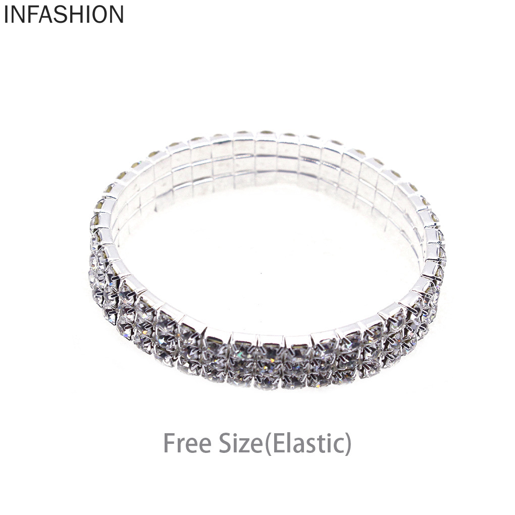 Vòng Tay Hợp Kim 3 Hàng Đính Đá Lấp Lánh