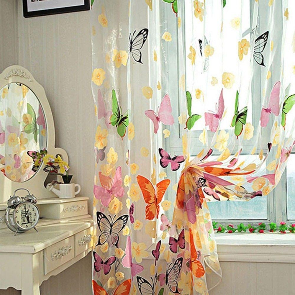 Rèm cửa sổ Vải Tuyn Hình Bướm Chất Lượng Cao Kích Thước 200cm X 100cm