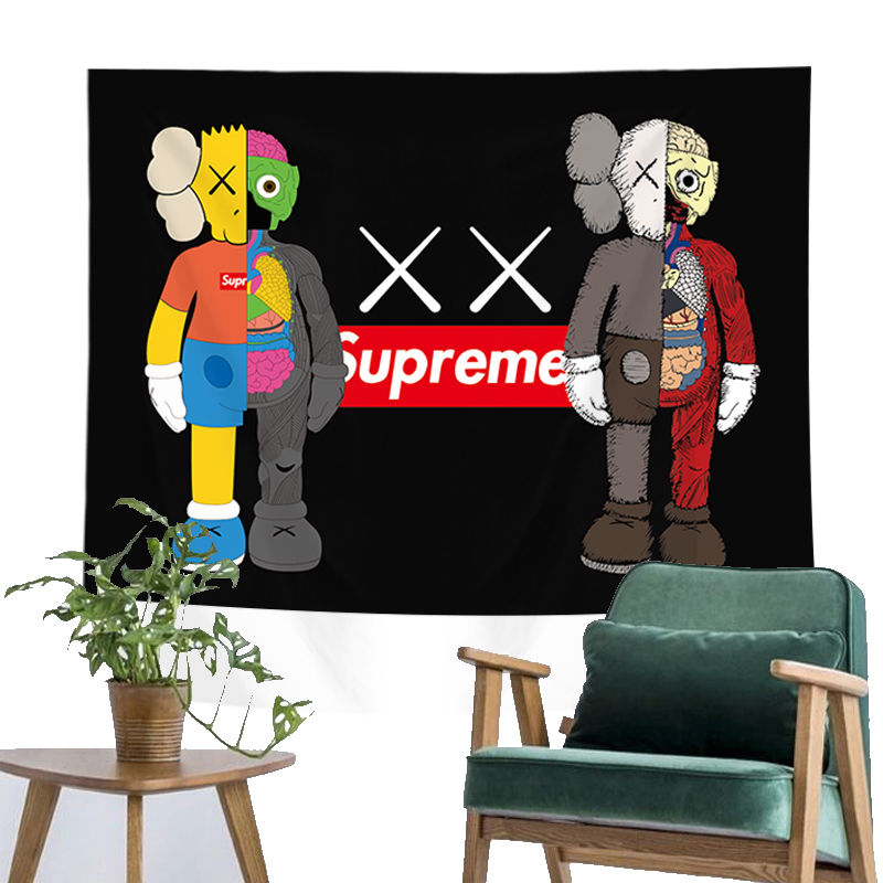 Sesame Street Kaws Hanging Cloth Decorative Tapestry Supreme Bedside Decoration Dormitory Bedroom Layout Renovated Background Wall Cloth-4