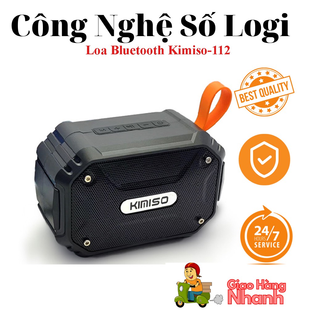 Loa Bluetooth Mini Cầm Tay KIMISO KMS-112 Loa Không Dây Bass Siêu Trầm Chống Nước Hỗ Trợ FM,Thẻ nhớ, USB, AUX 3.5