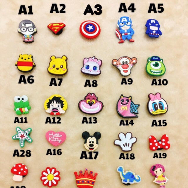 {Mẫu A1-20} Jibbitz, sticker gắn dép sục cros/satihu {Được chọn mẫu}
